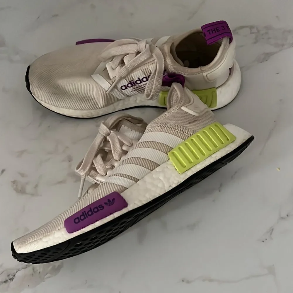 Adidas NMD R1 Chalk White Semi Solar Yellow EUC